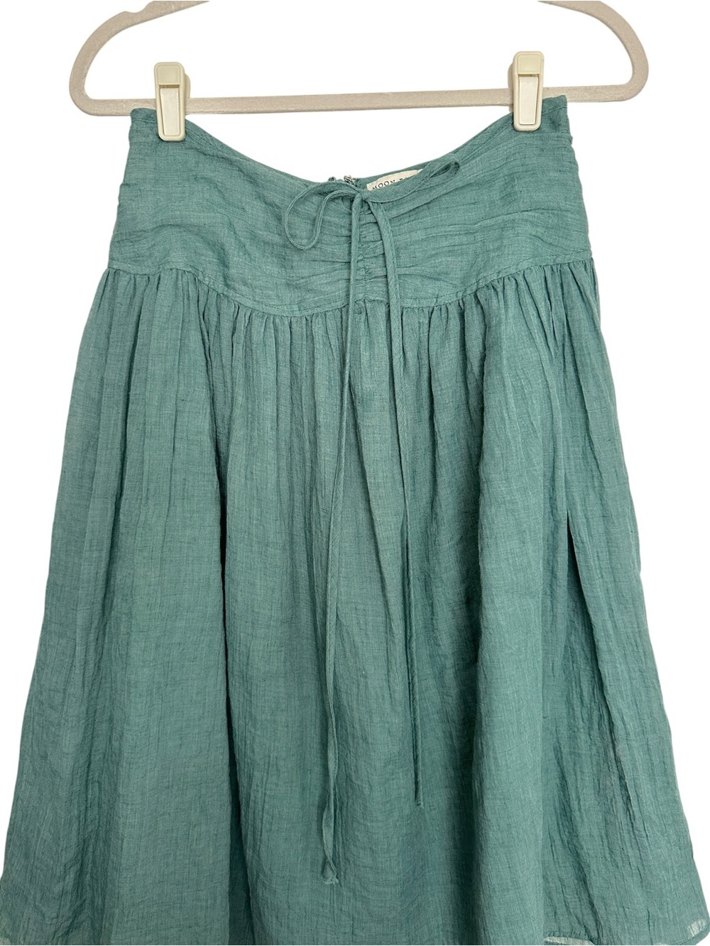 MOON RIVER Gauze Boho Midi Skirt Teal Green Cottagecore Prairie Peasant Small - Picture 3 of 11